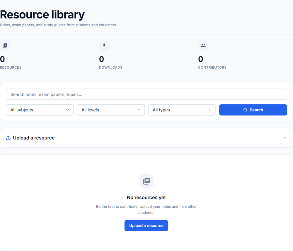 Lumo resources library interface